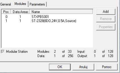 być STXPBS001 i ST-2328 (interfejs komunikacyjny i moduł 8 wyjść dyskretnych): 12.
