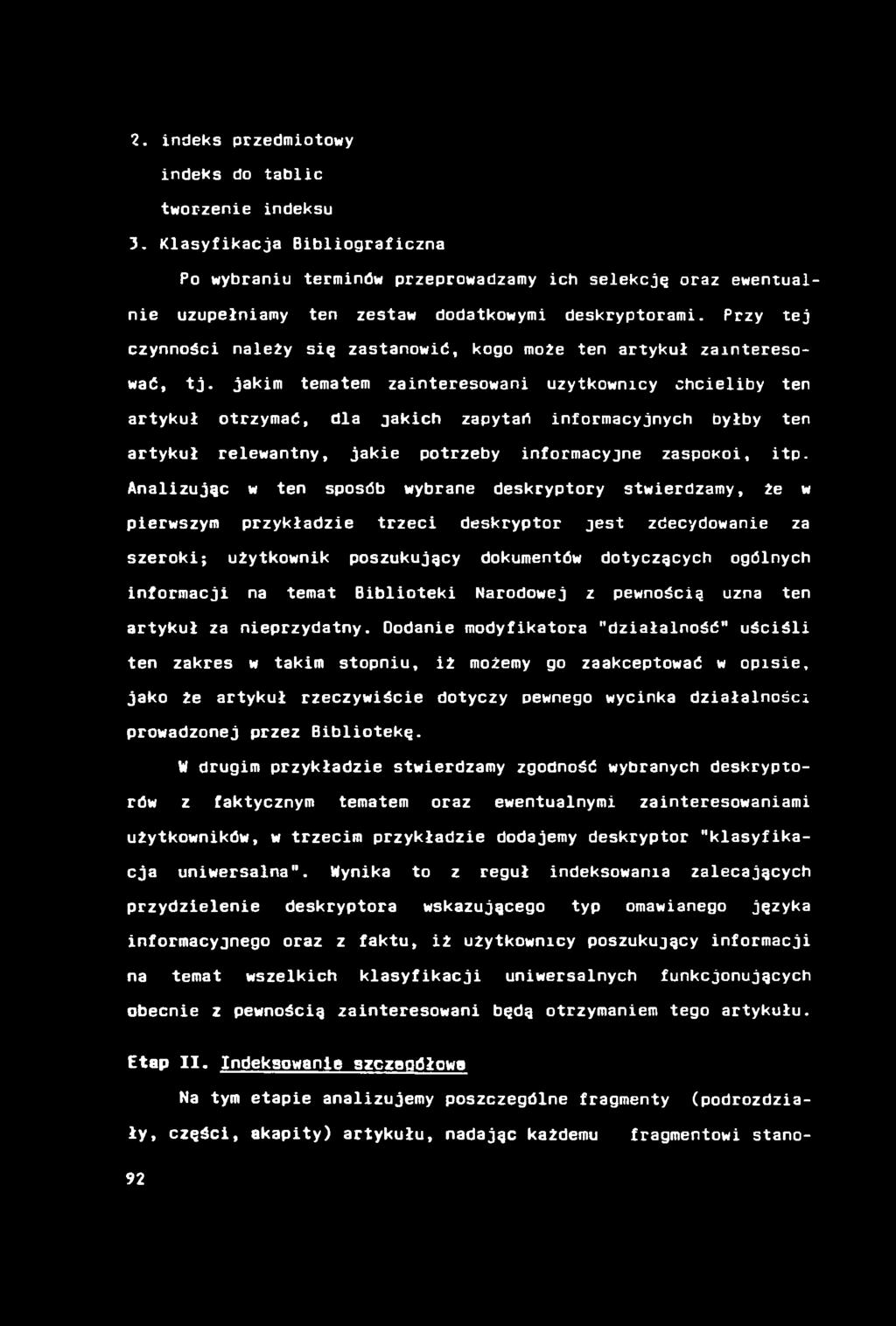 2. indeks przedmiotowy indeks do tablic tworzenie indeksu 3.