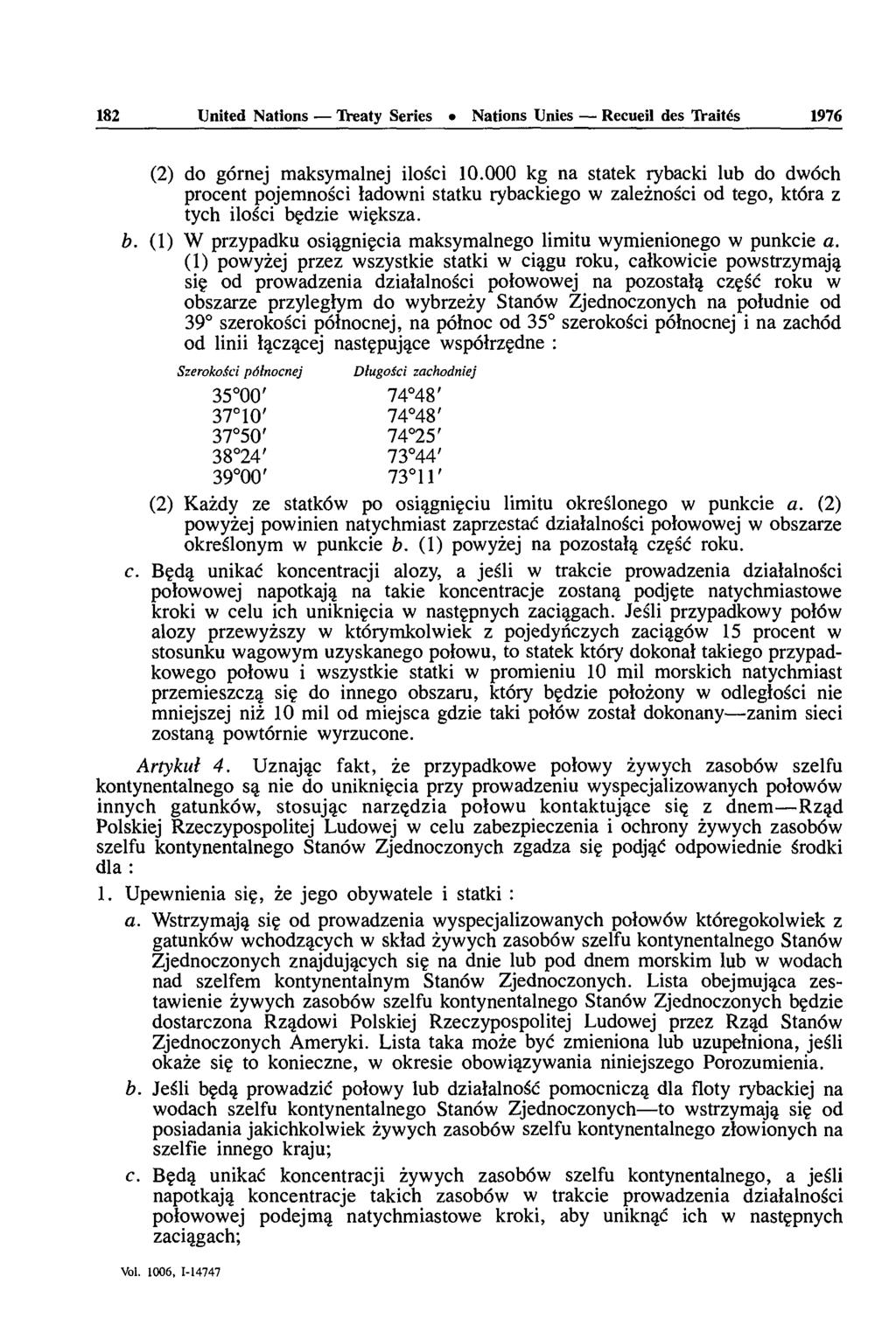 182 United Nations TVeaty Séries Nations Unies Recueil des It-aités 1976 (2) do gôrnej maksymalnej ilosci 10.