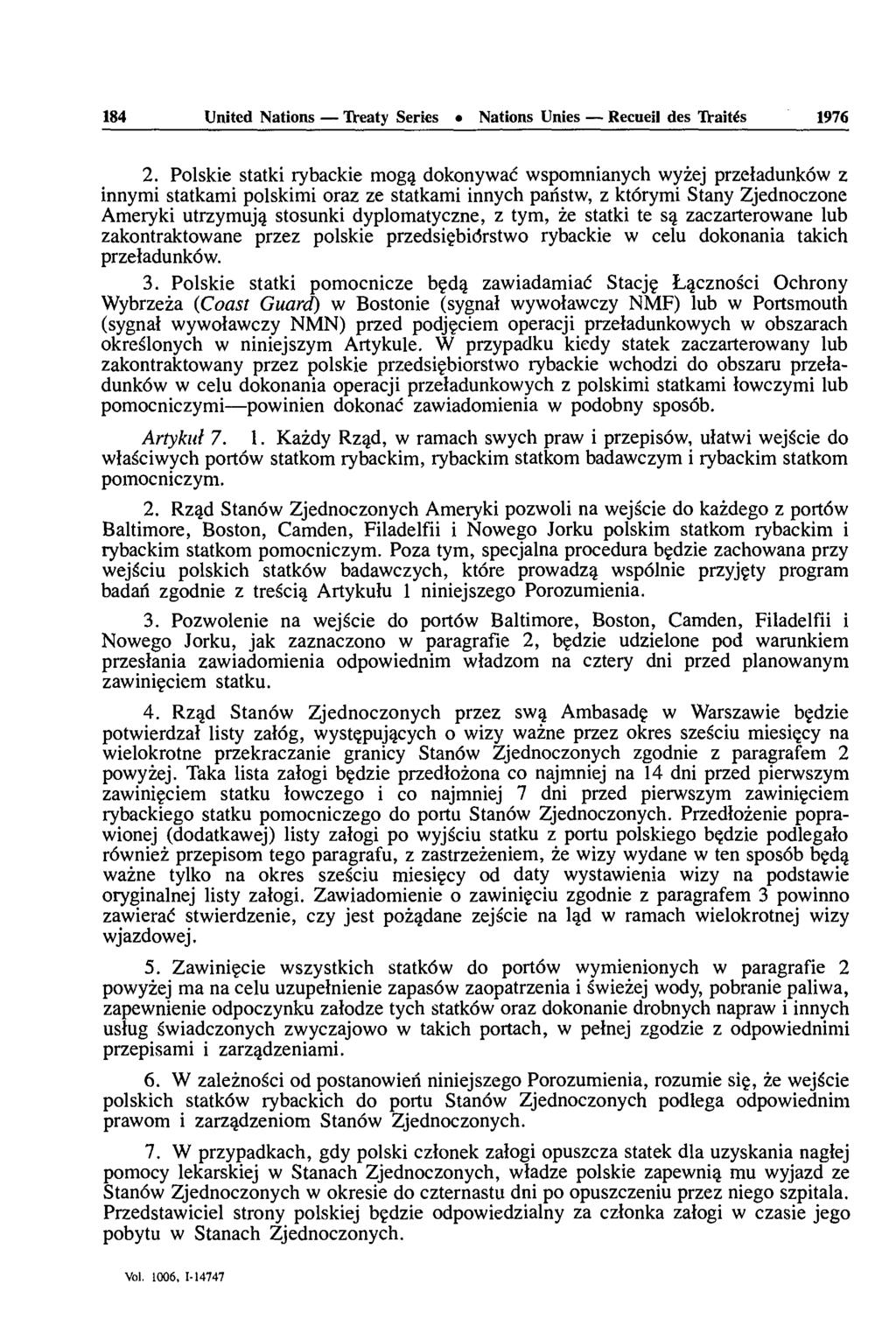 184 United Nations Treaty Series Nations Unies Recueil des lï-aités 1976 2.