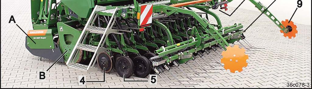 redlica RoTeC-Control (5) Rolka dociskowa (6) Dokładny zagarniacz, do wyboru zagarniacz rolkowy (tylko w połączeniu z redlicami