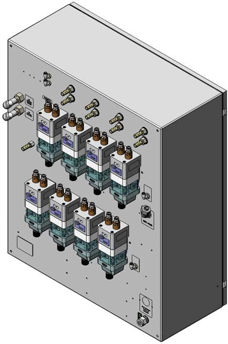 Panel automatycznego systemu Prodigy z pompami HDLV 3 Opis Panel pomp jest centralnym punktem instalacji elektrycznej i pneumatycznej pomp Prodigy HDLV u ywanych z automatycznymi pistoletami
