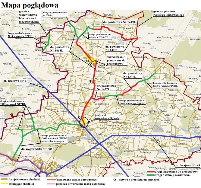 podwykonawcą Zakład Usług Transportowo-Budowlany Krzysztof Wach, Pionki. W ramach zadania przebudowano 6 924 mb dróg powiatowych na terenie gminy Stężyca, oznaczonych nr 1403L, 1404L, 1405L.