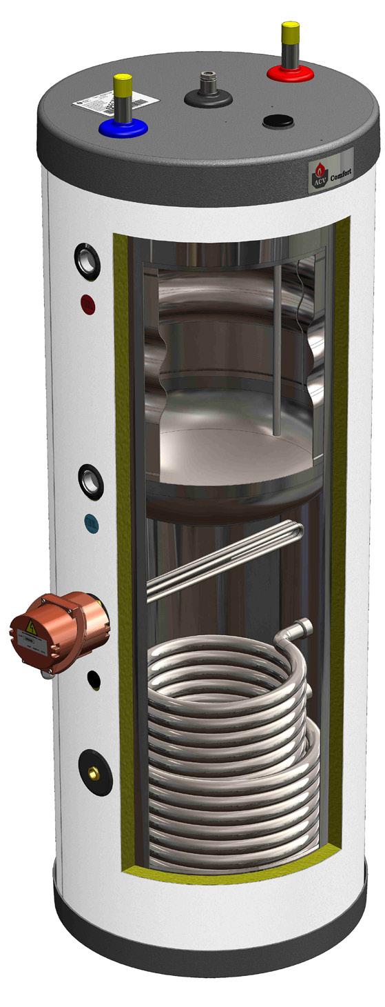 OPIS URZĄDZENIA EN MOLE - Comfort ME 200-300 Akumulacyjne wymienniki ciepłej wody typu multi-energy mogą być instalowane tylko w pozycji stojącej.