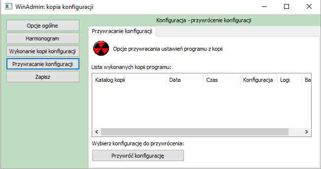 Wyróżniono otwarte zakładki programu Win Admin Replikator poprzez dodanie ikon wraz z opisem na górze każdej zakładki, przykładowe zrzuty ekranów poniżej: 7.