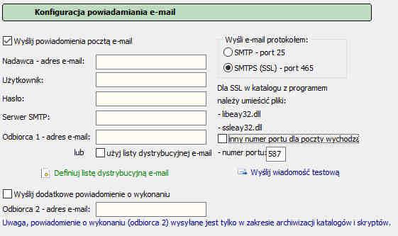 konfiguracja powiadamiania e-mail konfiguracja event log: 2.
