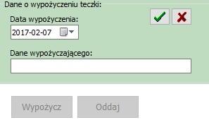 jeżeli teczka należy do spisu otwartego, system poprosi o potwierdzenie operacji usunięcia, a następnie usunie teczkę ze spisu. 6. Wypożyczanie i zwrot teczek.