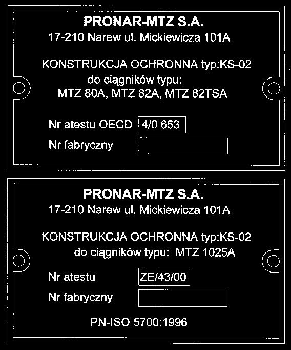PRONAR 1221A ROZDZIAŁ 1 1.3 IDENTYFIKACJA RYSUNEK 1.1 Położenie tabliczek producenta.