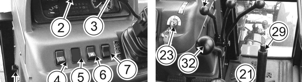 polowych ; 13 - włącznik reflektorów roboczych przednich (para zewnętrzna); 14 - włącznik spryskiwacza przedniej szyby; 15 - włącznik reflektorów roboczych tylnych; 16 - włącznik wycieraczki