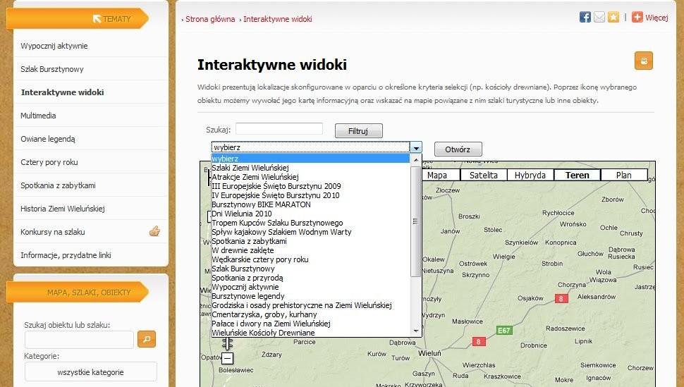 TEMATY Strona Interaktywne widoki udostępnia listę