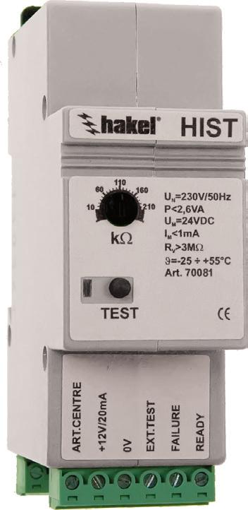 R crit SETTING BUTTON: TEST HIS 71T HIS 76T INDICATION: OPERATION FAILURE Przekaźniki kontroli stanu izolacji HIS 71T - HIS 76T Przyrząd HIS monitoruje ciągle rezystancję izolowanego u IT w stosunku