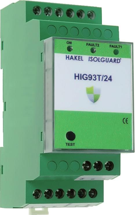 Przekaźniki kontroli stanu izolacji ISOLGUARD HIG93T/24 Przekaźniki kontroli stanu izolacji produkcji frmy HAKEL typu ISOLGUARD HIG93T/24 są przeznaczone do monitorowania stanu izolacji jednofazowych