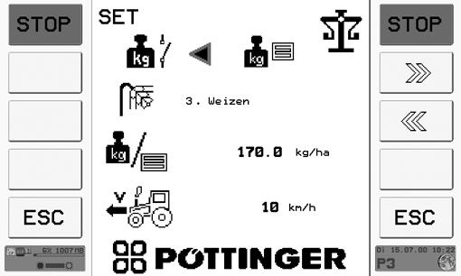 TERMINAL ISOBUS 2. Ustawienie iloúci wysiewu (kalibracja/prûba krícona) Wychodzπc z Menu SET - nacisnπê przycisk Kalibracja wed ug powierzchni Ew.