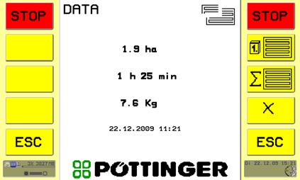 TERMINAL ISOBUS Funkcje w Menu DATA Wychodzπc ze strony startowej - nacisnπê przycisk Licznik roczny a b c 1 2 3 Obs ugujπcy moüe w kaüdej chwili wyúwietliê wartoúci obydwu licznikûw i niezaleünie od