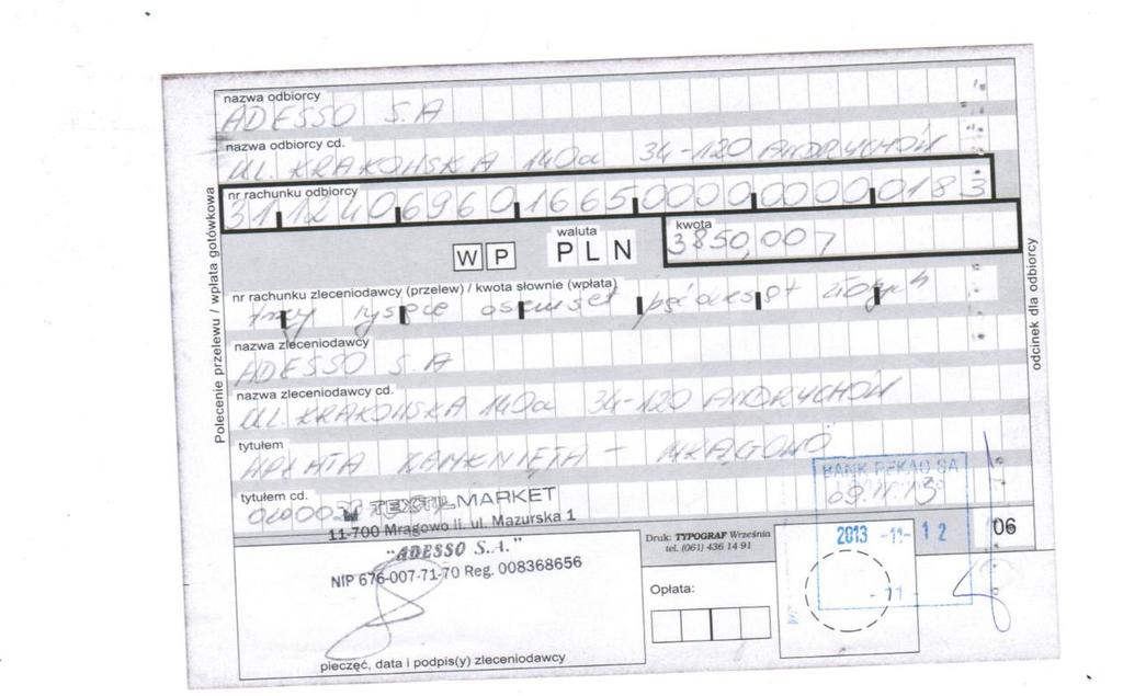 4. Najszybciej jak to będzie możliwe należy w stworzyć dokument KW, pod który należy podpiąć odręcznie spisane oświadczenie III. Układanie banknotów 1.