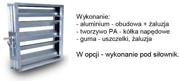 Przepustnica wielopłaszczyznowa aluminiowa szczelna H [mm] pln / szt.
