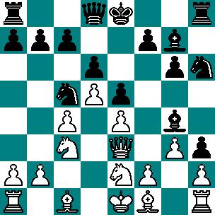 Powered by TCPDF (www.tcpdf.org) C 12...f5! 13.f3? f:e4 14.f:g4 S:g4 15.Hg1 Za figur? czarne maj? dwa piony i wygrywaj?cy atak. 15...Hf6 16.Sd1 Sd3+ 17.
