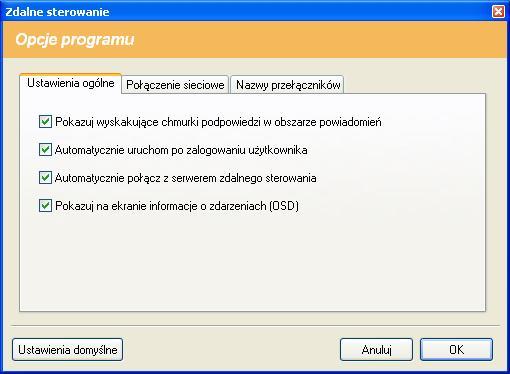 3. Opcje Ustawienia ogólne: Pokazuj wysjajujące chmurki podpowiedzi w obszarze powiadomień włączenie/wyłączenie podpowiedzi pod głównymi ikonami programu Automatycznie uruchom po zalogowaniu