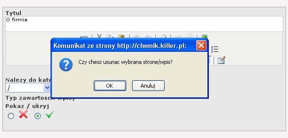 3. Edycja zawartści zakładki.