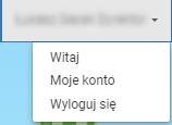 Wyświetli się strona: Menu użytkownika Menu użytkownika znajduje się w prawym górnym rogu ekranu.