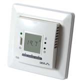 Termostaty Termostat Devireg 535 Elektroniczny termostat z wyłącznikiem. Termostat posiada programator z czterema trybami pracy (w tym tygodniowy).