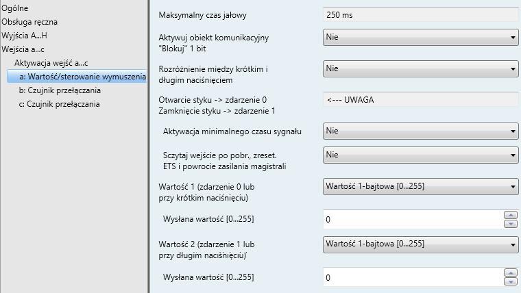 3.2.4.3 Okno parametrów a: Wartość/sterowanie wymuszenia Ten tryb pracy pozwala na wysyłanie wartości dowolnych typów danych.