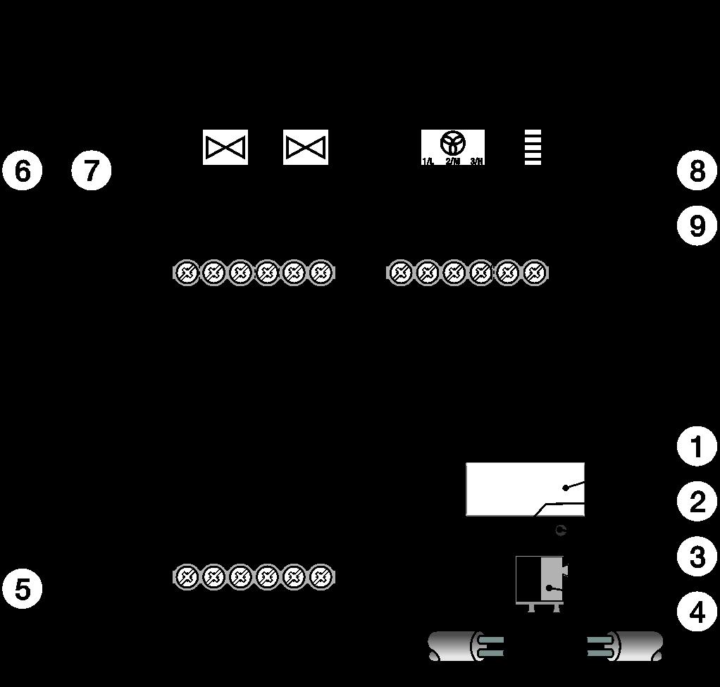 2CDC072018F0013 ABB i-bus KNX Technologia urządzenia 2.3.10 Schemat połączeń FCA/S 1.2.1.2 1 Ramka mocująca tabliczki 6 Zawór V1 (np.