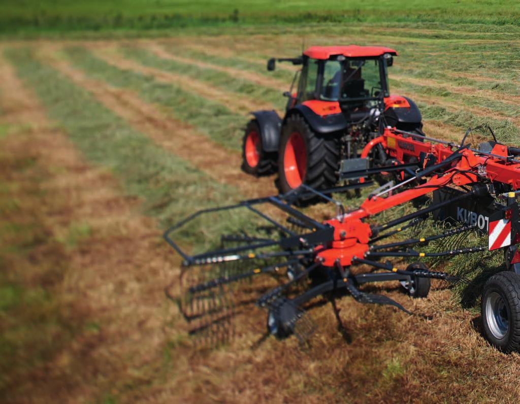 TRWAŁOŚĆ I WYTRZY CompactLine W zgrabiarkach Kubota CompactLine krzywka oraz prowadzone po niej rolki pracują w kąpieli olejowej.