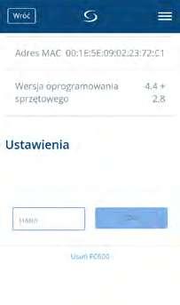 4.8.3 Parametry serwisowe w trybie Online (za pośrednictwem aplikacji) Naciśnij ikonę ustawień