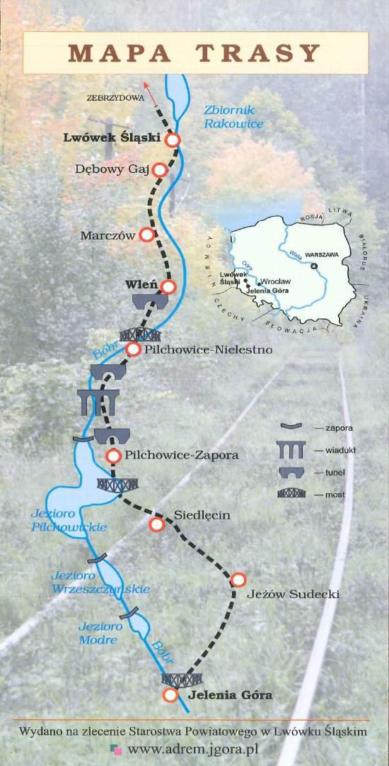 Kilka faktów Nr ogólnopolski trasy: 283 Długość linii: 32,6 km Linia jednotorowa Ilość przystanków: 9 (Jelenia Góra Jeżów Sudecki Siedlęcin Pilchowice-Zapora