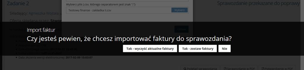 po wybraniu jednej z dwóch pierwszych opcji otworzy się edycja sprawozdania, na zakładce