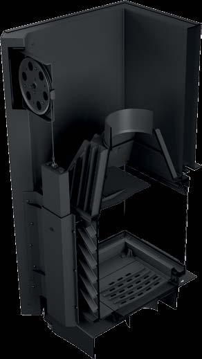 ZALETY WKŁADÓW z linii BS gilotyna Advantages of BS Guillotine inserts/vorteile der Kamineinsätze über Eck mit Schiebetür/Преимущества топок модельного ряда BS гильотина Wysoki czopuch - zwiększa
