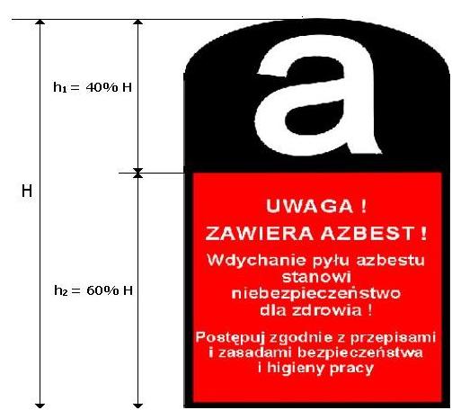 Załącznik nr 7 do Programu usuwania azbestu i wyrobów zawierających azbest dla gminy Biała Rawska Oznakowanie wyrobów zawierających azbest Wszystkie wyroby zawierające azbest lub ich opakowania