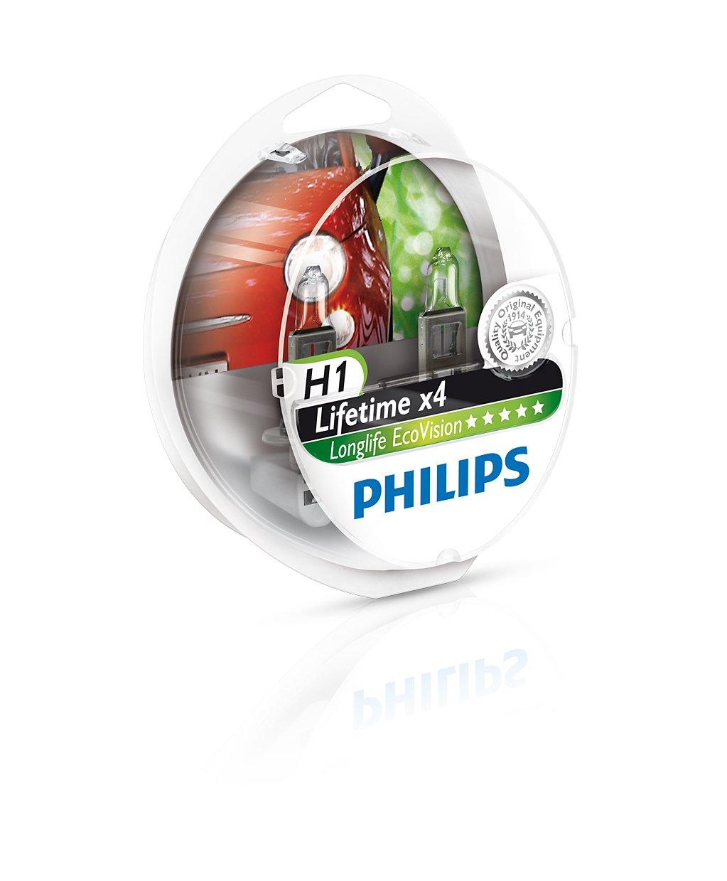2017-10-19 PHILIPS H1 12V 55W P14,5s LongLife EcoVision Żarówki halogenowe h2 LongLife EcoVision marki Philips.
