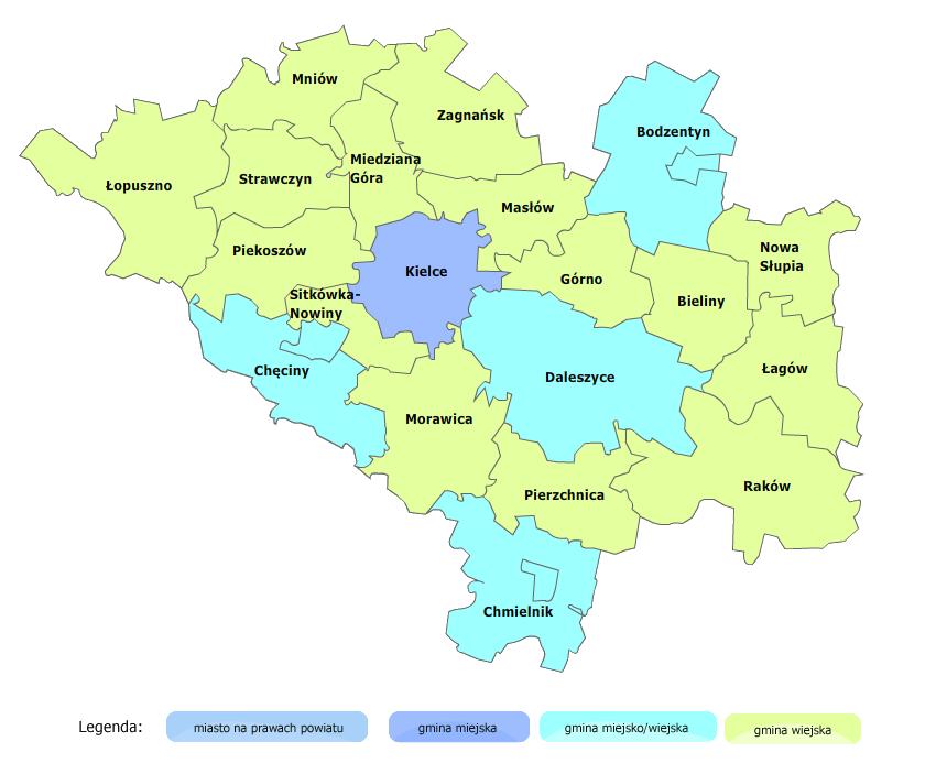 Rysunek 1. Gmina Masłów na tle powiatu kieleckiego Źródło: www.administracja.mswia.gov.