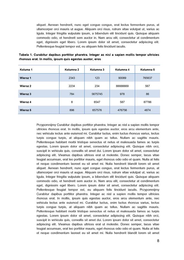 10. Raport Podane w tabeli kolory służą do wyróżniania