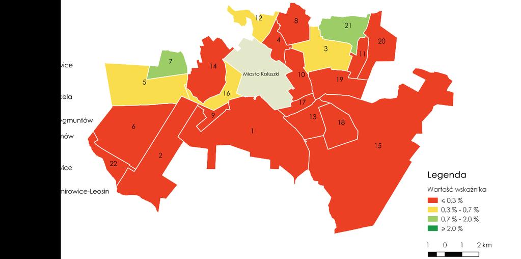 Ostatnim wskaźnikiem poddanym analizie w ramach sfery gospodarczej była liczba podmiotów gospodarczych zarejestrowanych w rejestrze REGON zatrudniających powyżej 10 pracowników w przeliczeniu na 100