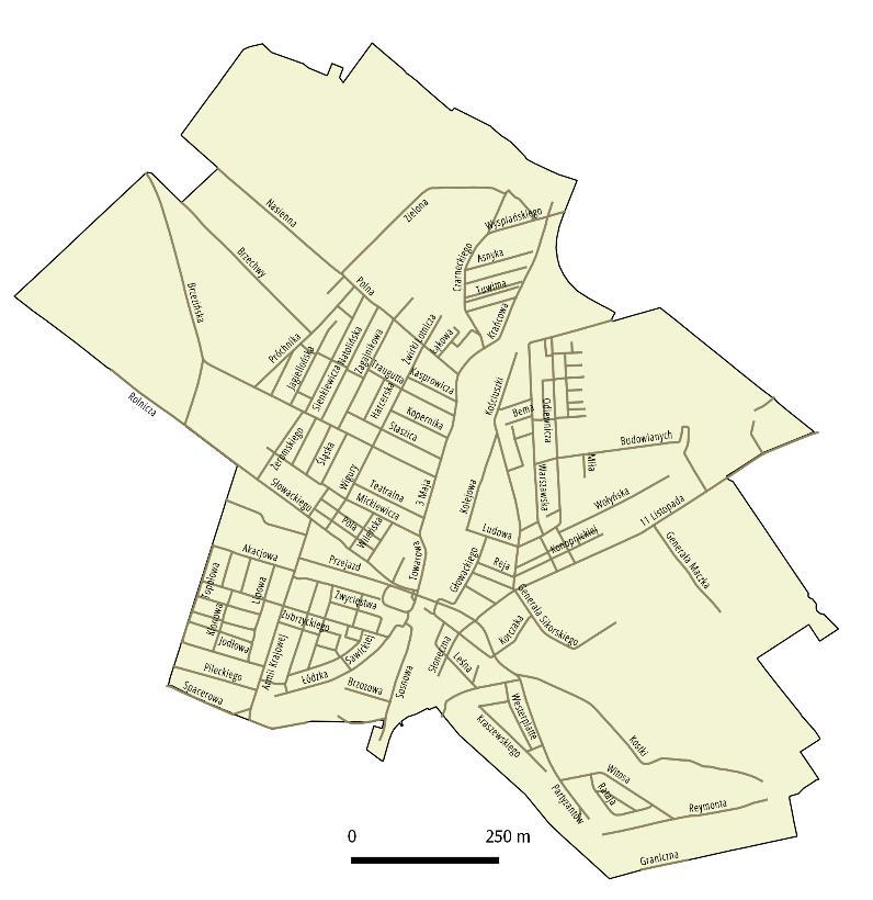 Mapa 2. Podział miasta Koluszki na ulice Rysunek 1.