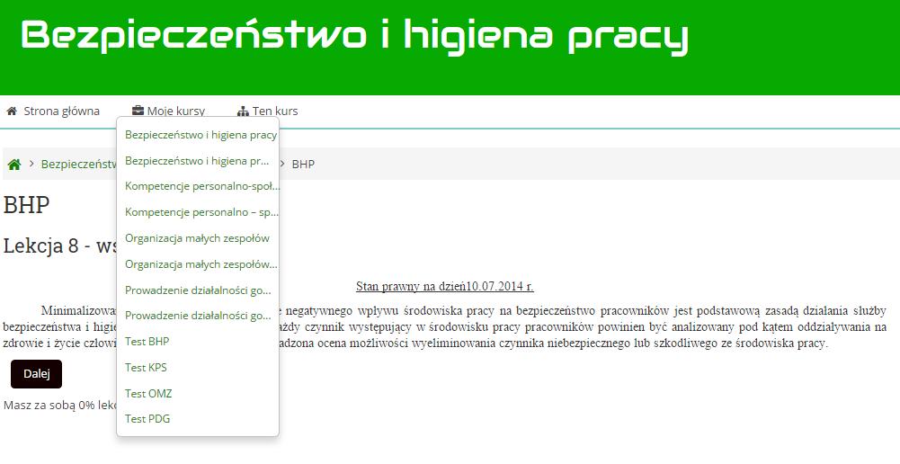 4. Jeżeli chcesz wrócić do listy przedmiotów, z górnego Menu