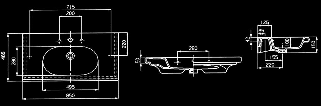 500 160 550 450 145 500 400 140 Umywalka blatowa 600 x 340 mm Indeks