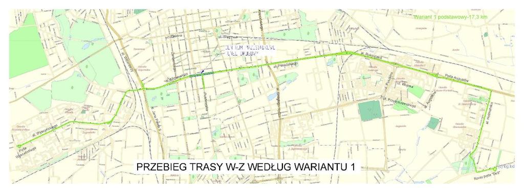 Rysunek 3. Przebieg trasy W-Z według wariantu 1 Źródło: http://zdit.uml.lodz.pl/pl/strona/trasa_w_z/201 [online] 3.4.