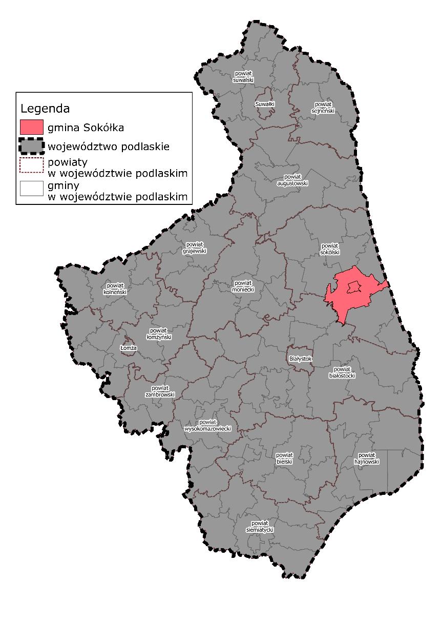 2. Ogólna charakterystyka Miasta i Gminy Sokółka Sokółka jest gminą miejsko wiejską położoną w województwie podlaskim. Rysunek 1.