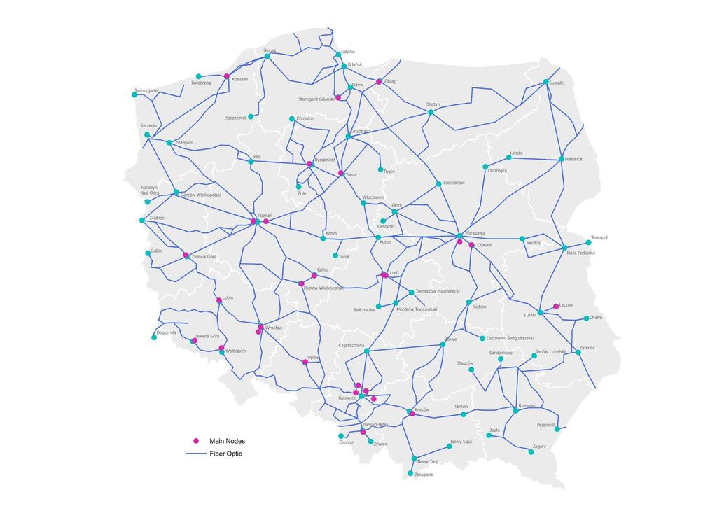 Fiber optic backbone network 20k km