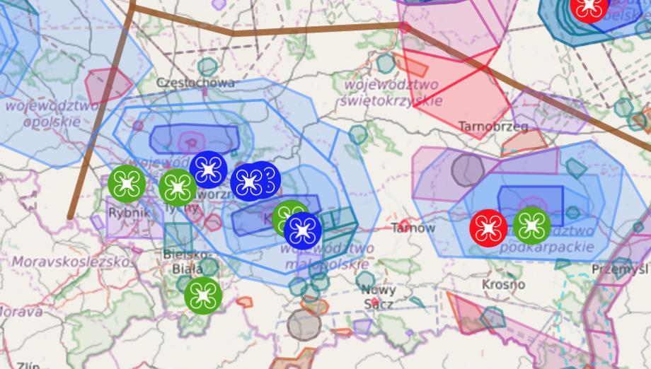 Konsola dla miasta Jan Kowalski MR, DJI Phantom3 Lot zaakceptowany (TWR Kraków) m: +48500100100 ŚK, OC Akcja