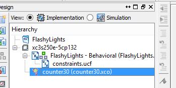 01. Systemy Czasu Rzeczywistego FPGA 5 Rysunek 3: Licznik w hierarchii projektu architecture Behavioral of FlashyLights is COMPONENT