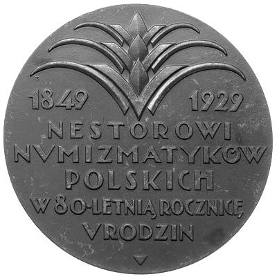 Opis medalu: Aw: Popiersie na wprost, w otoku napis GVSTAW SOVBISE-BISIER Rw: Poziomy napis: 1849-1929 / NESTOROWI / NVMIZMATYKÓW / POLSKICH / W 80-LETNIĄ ROCZNICĘ / VRODZIN Brąz 55 mm.