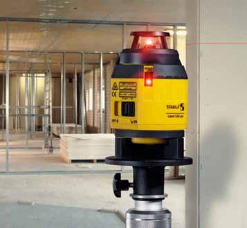 Profesjonalny laser dla branży wykończeniowej. poziomowania i niwelowania w całym CELOWANIE: Dwie linie pionowe tworzą kąt 90. Do dokładnej regulacji służy pokrętło na obudowie.