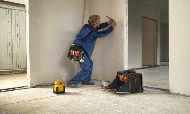 Funkcje lasera Funkcja punktowa Kąt prosty (90 ) Funkcja liniowa w poziomie Funkcja liniowa pionowa Funkcja pionująca Funkcja rotacji poziomych Funkcja rotacji pionowych Zalecane zastosowania