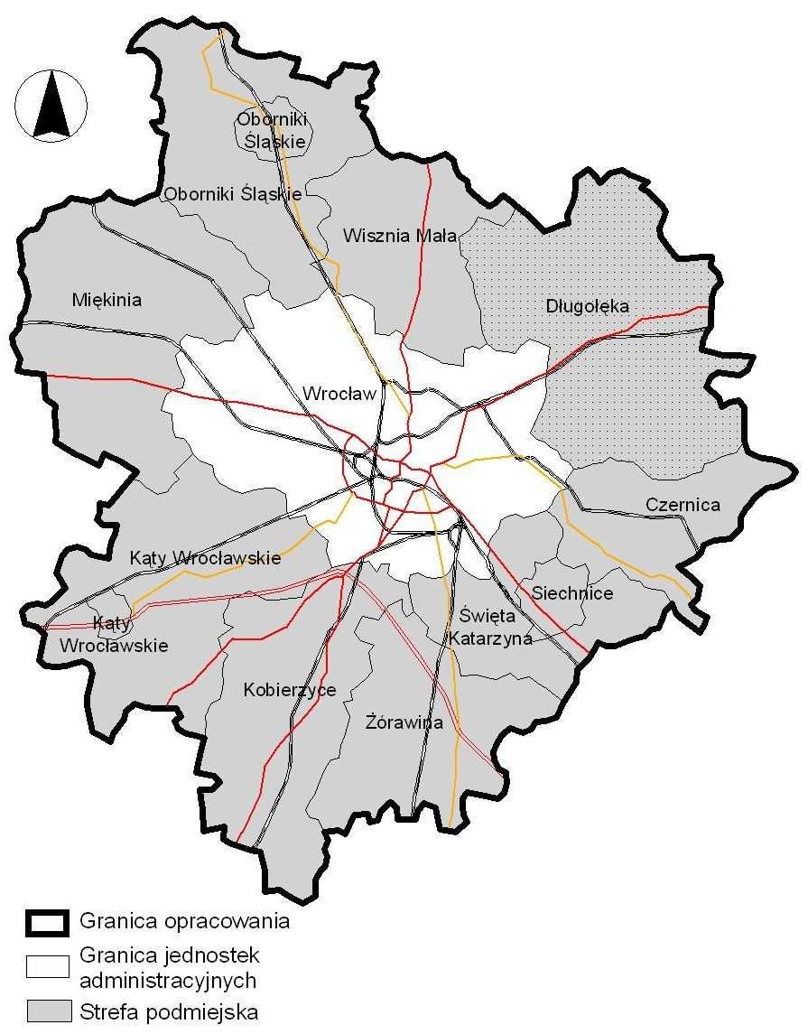 Cel pracy 1: Próba określenia czy w strefie podmiejskiej Wrocławia, podobnie jak w innych duŝych miastach Polski, trwają procesy