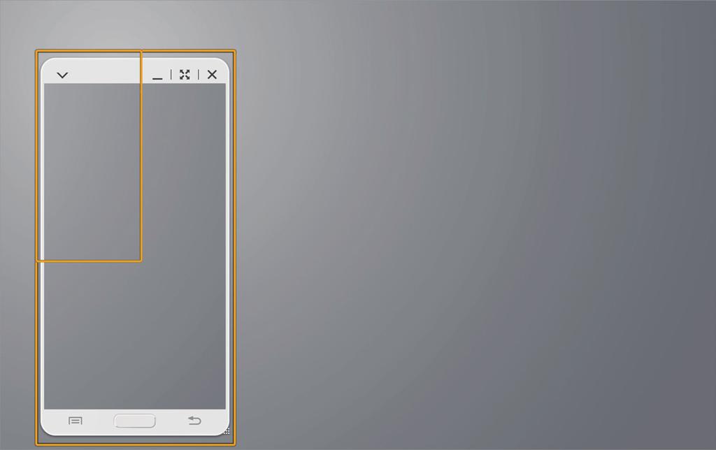 Zmiana rozmiaru ekranu wirtualnego smartfonu 1 Dotknij i przytrzymaj ikonę w prawym dolnym rogu ekranu wirtualnego smartfonu.